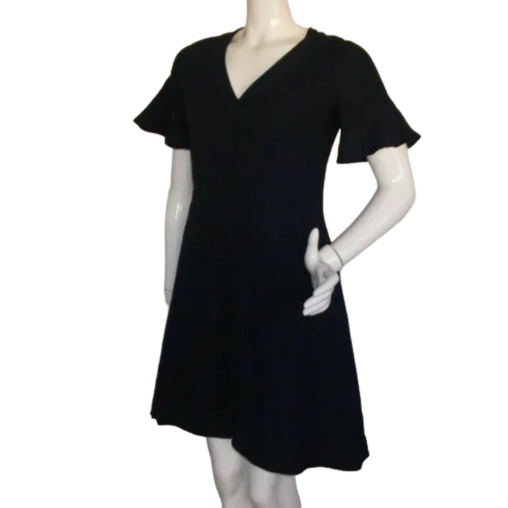 BANANA REPUBLIC Dress, 4, Navy Blue, Above knee, Fluttery Short sleeve, V-neck - Picture 3 of 13